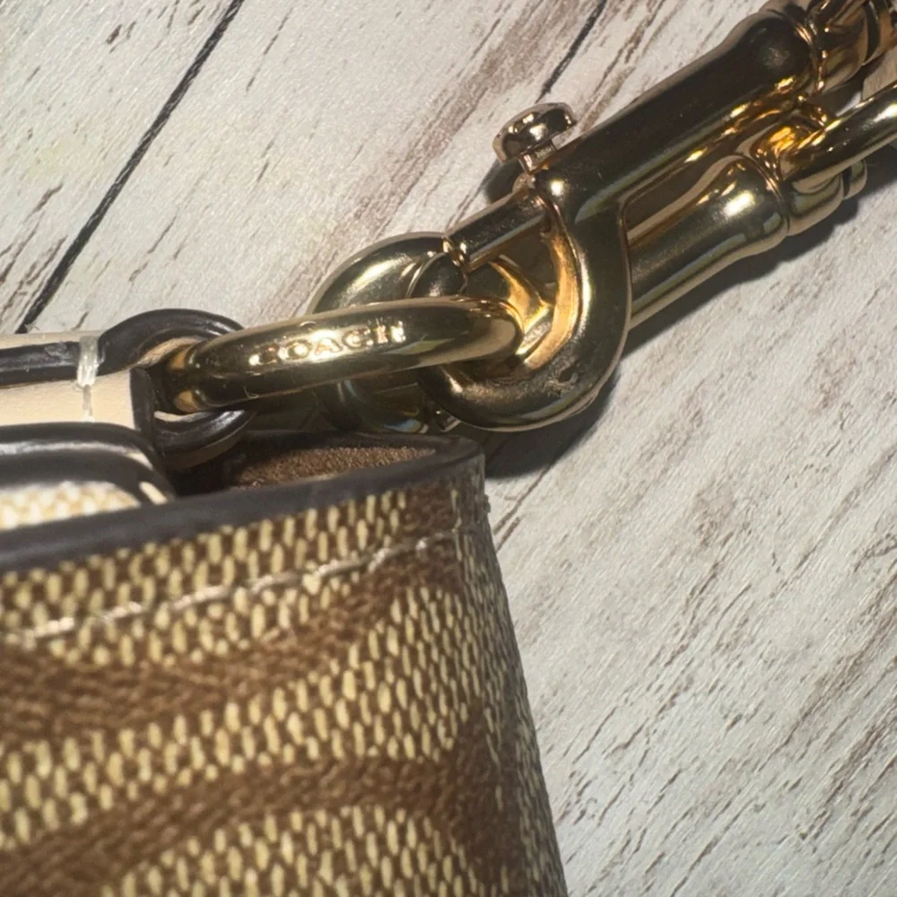 Coach Morgan Crossbody Shoulder Bag Blocked Signature Canvas Gold/Light Khaki